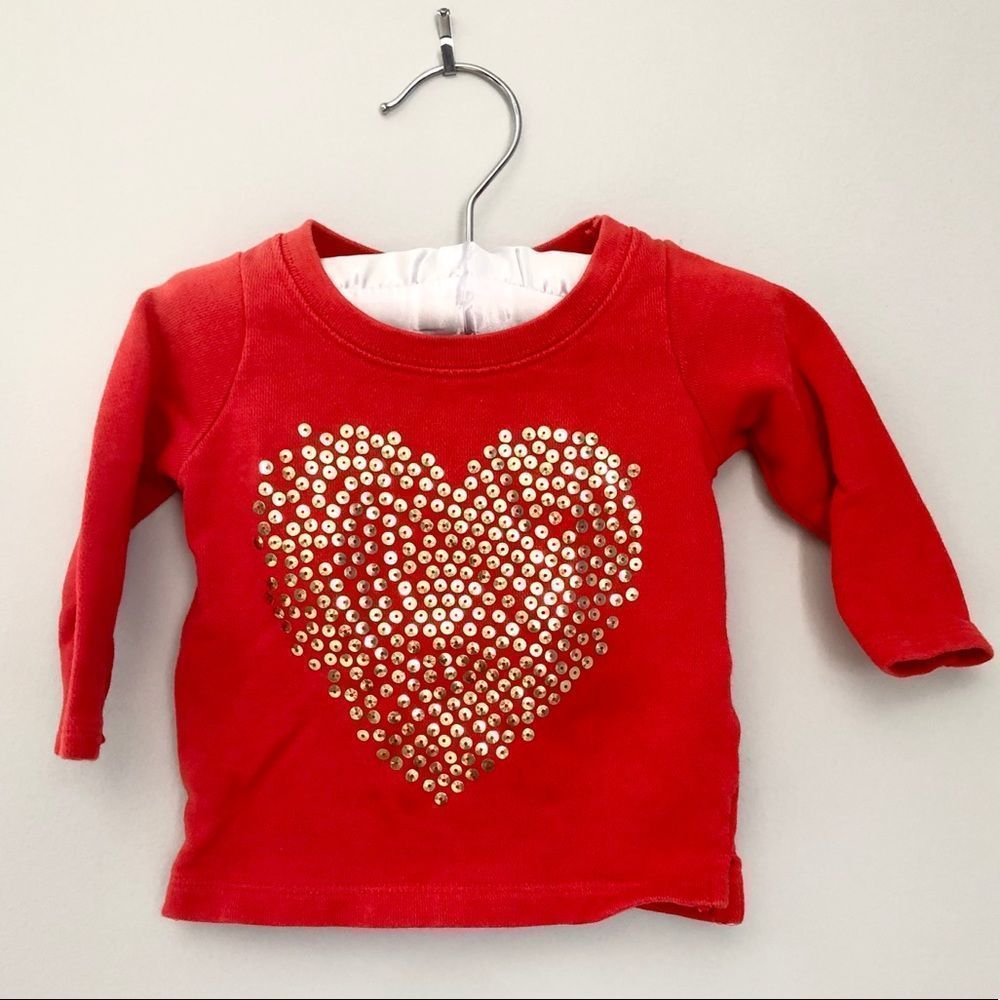 6mo’s Carter’s Gold Sequined Red Long Sleeve